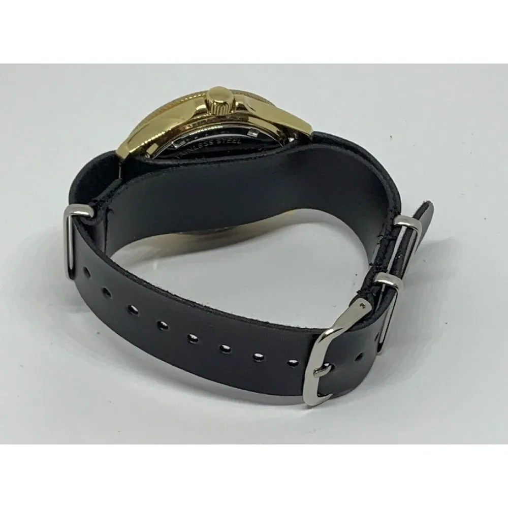 Fossil AM4482 Women's Black Leather Analog Dial Quartz Genuine Wrist Watch GE35
